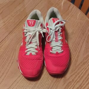 Under Armour Red and White Athletic Shoes